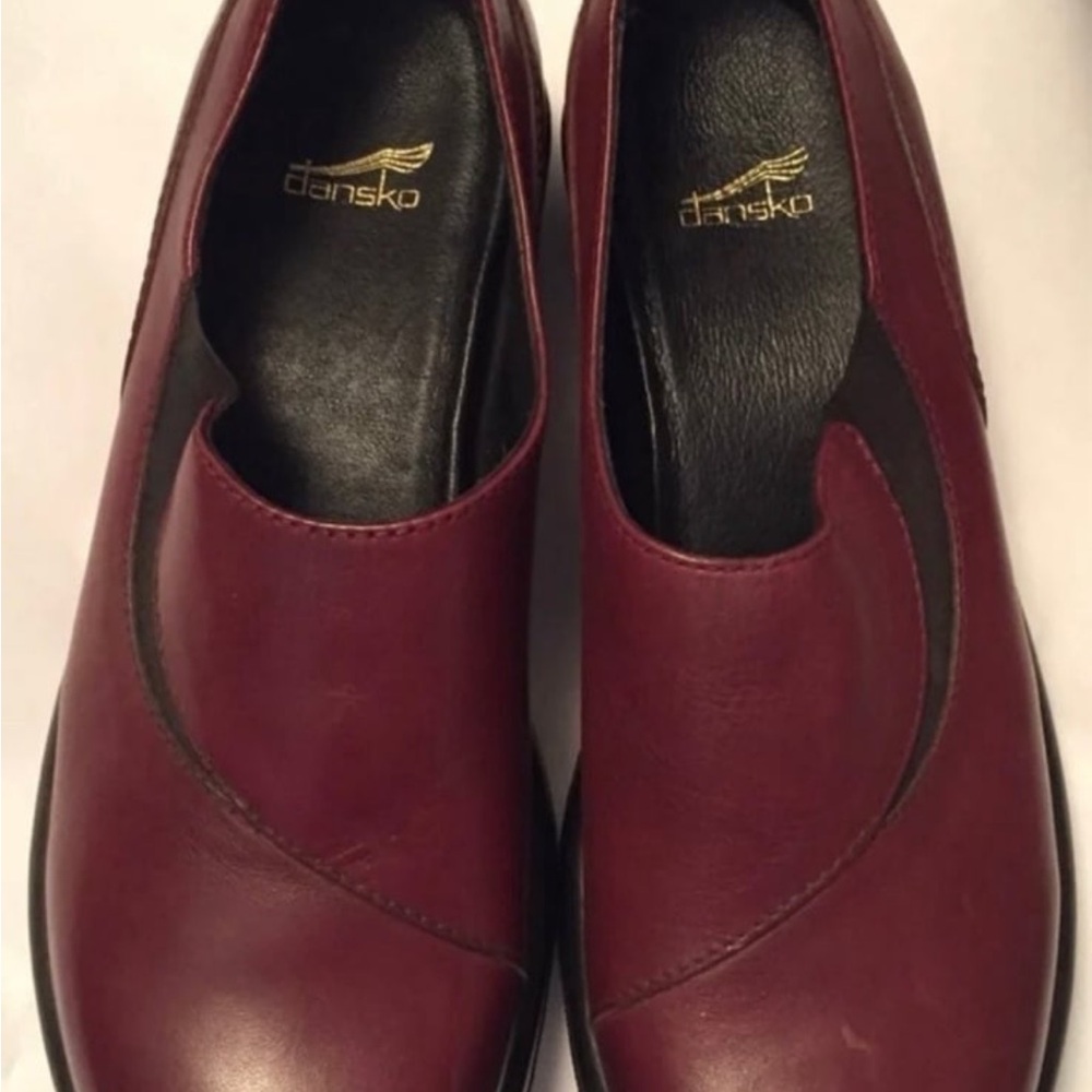 Dansko Women's Deep Red Leather Mules